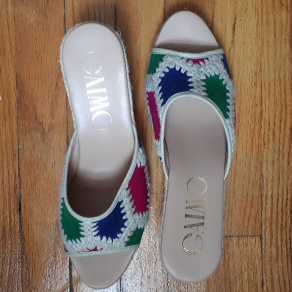 Gaimo Multi-Fuchsia Patchwork Wedge Espadrilles - Picture 2 of 6